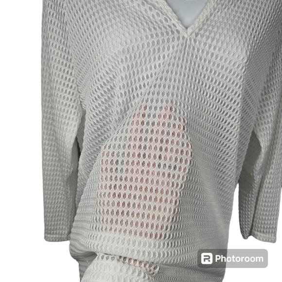 Jordan Taylor Pullover Hooded Waffle Knit Swimsuit Cover Up Size L - Picture 3 of 10